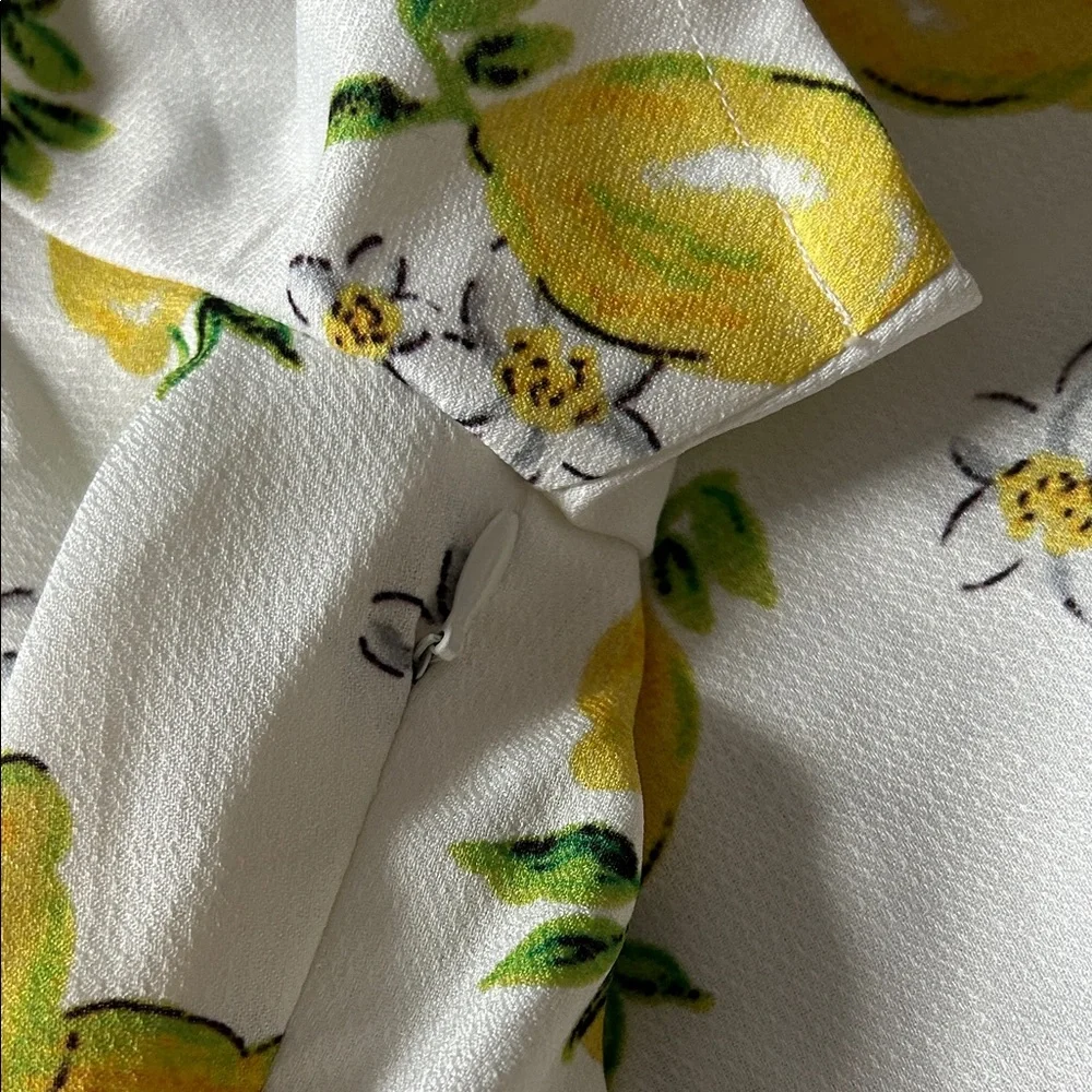 Lemon Print Midi Dress - White and Yellow - Picture 3 of 4